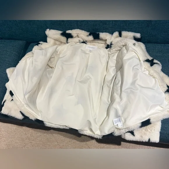 Popsugar Star Patterned Faux Fur Collared Coat XXL EUC - Picture 7 of 11